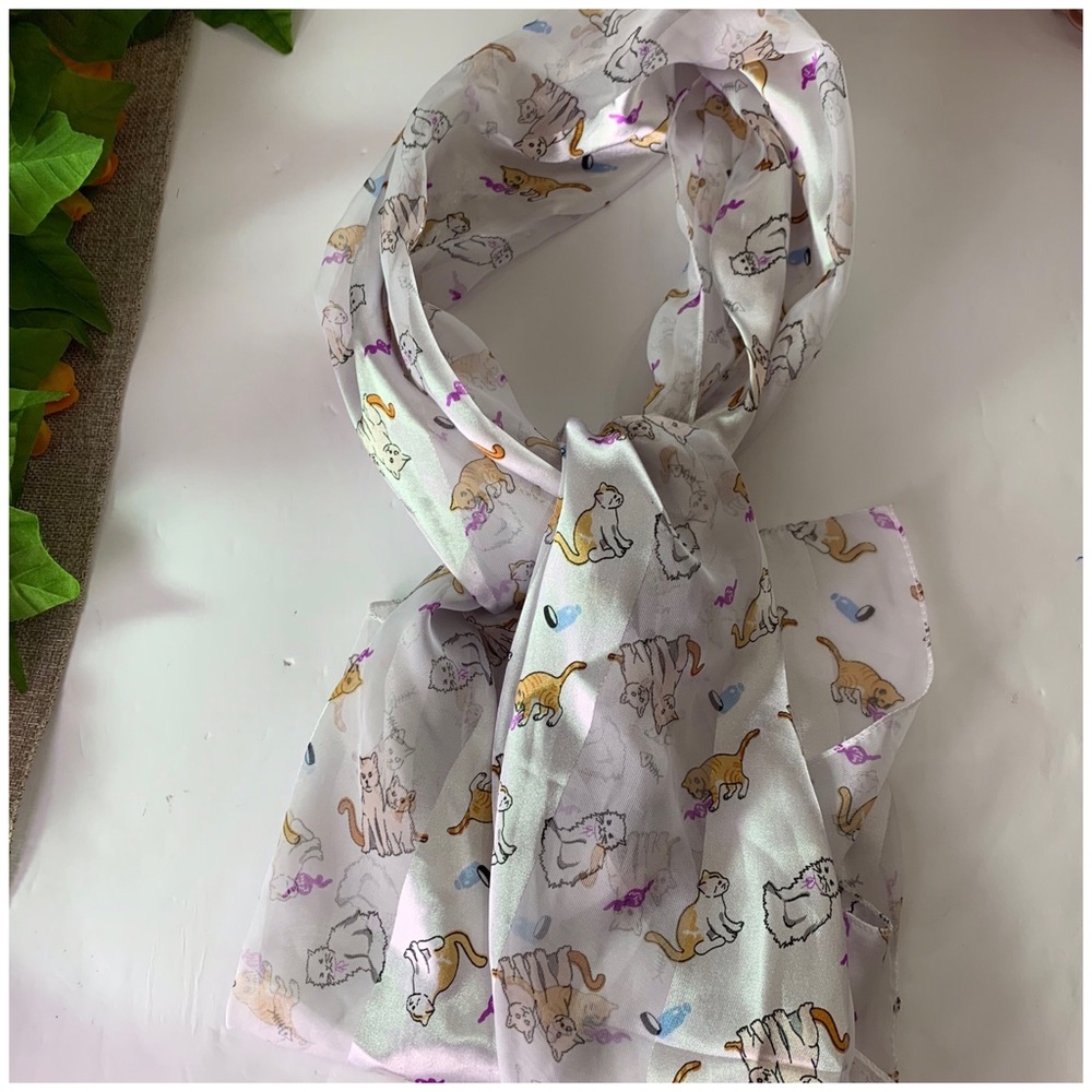 Silk Feel Cats Lover Scarf